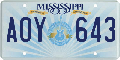 MS license plate AOY643