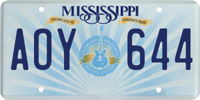 MS license plate AOY644