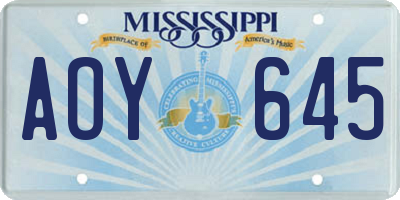 MS license plate AOY645