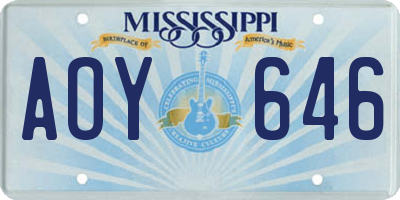 MS license plate AOY646