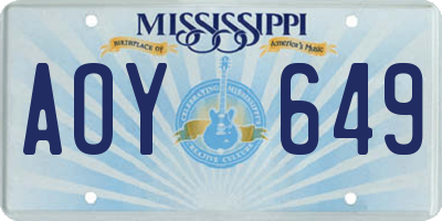 MS license plate AOY649