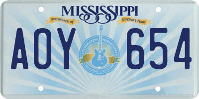 MS license plate AOY654