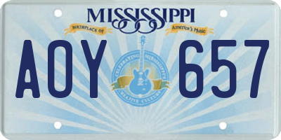MS license plate AOY657