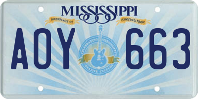 MS license plate AOY663