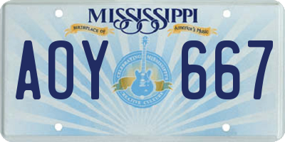 MS license plate AOY667