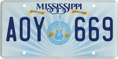 MS license plate AOY669