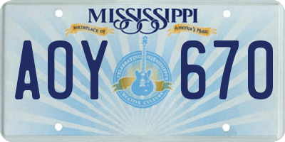 MS license plate AOY670