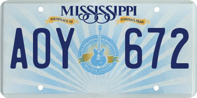 MS license plate AOY672