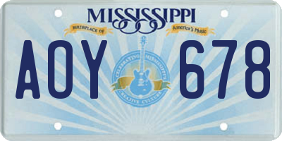MS license plate AOY678