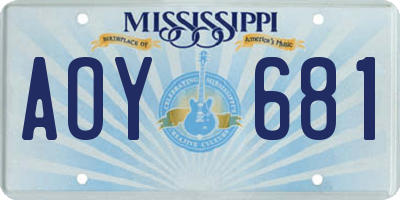 MS license plate AOY681