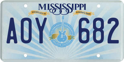 MS license plate AOY682