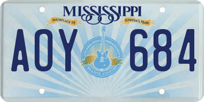 MS license plate AOY684