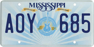 MS license plate AOY685