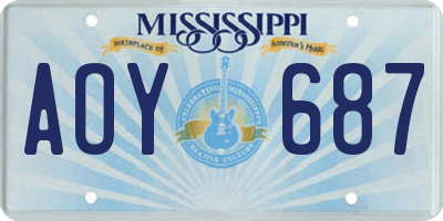 MS license plate AOY687