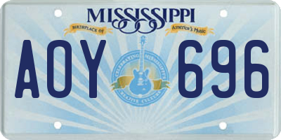 MS license plate AOY696