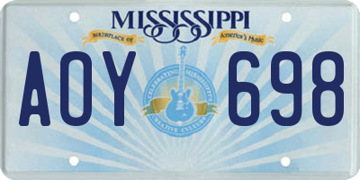 MS license plate AOY698