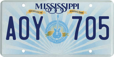 MS license plate AOY705