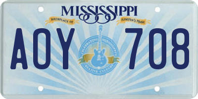 MS license plate AOY708