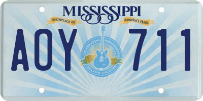 MS license plate AOY711