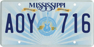 MS license plate AOY716