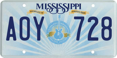 MS license plate AOY728