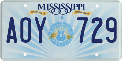 MS license plate AOY729