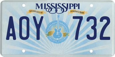 MS license plate AOY732