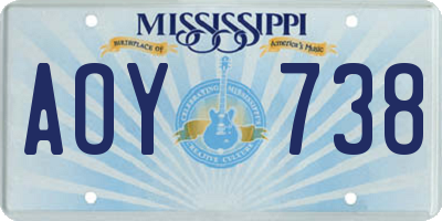 MS license plate AOY738