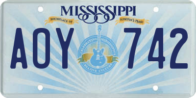 MS license plate AOY742