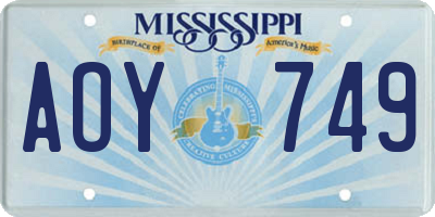 MS license plate AOY749