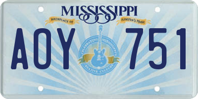 MS license plate AOY751