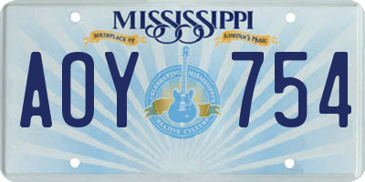 MS license plate AOY754