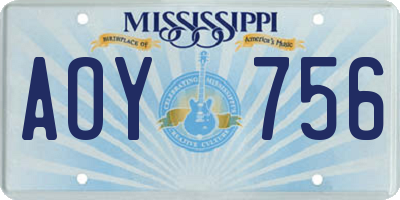 MS license plate AOY756