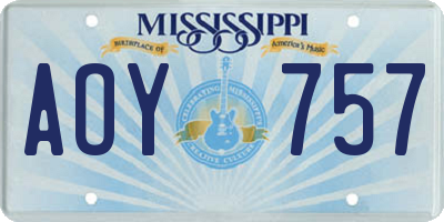 MS license plate AOY757