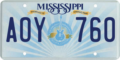 MS license plate AOY760