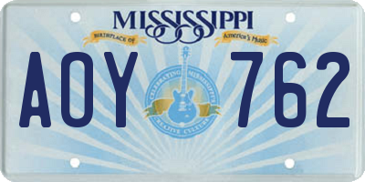 MS license plate AOY762