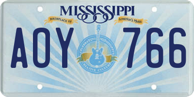 MS license plate AOY766