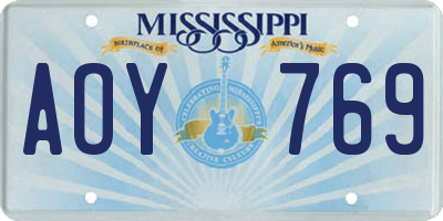 MS license plate AOY769