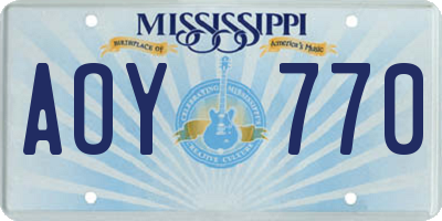 MS license plate AOY770