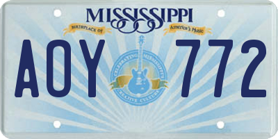 MS license plate AOY772