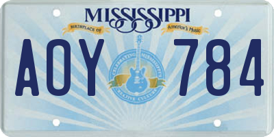 MS license plate AOY784
