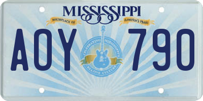 MS license plate AOY790