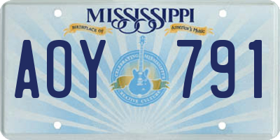 MS license plate AOY791