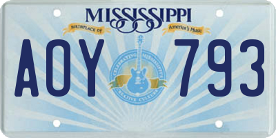 MS license plate AOY793