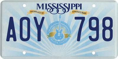 MS license plate AOY798