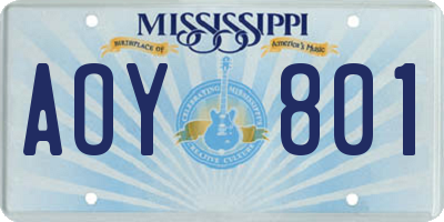 MS license plate AOY801
