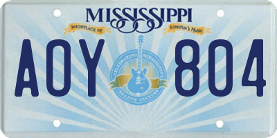 MS license plate AOY804