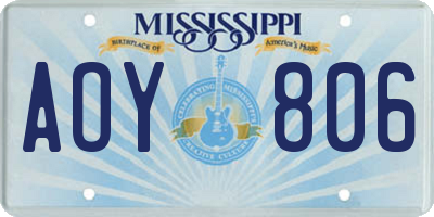 MS license plate AOY806