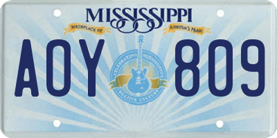 MS license plate AOY809