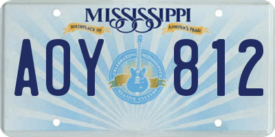 MS license plate AOY812
